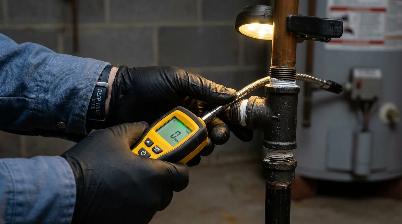 Gas leak detection with electronic sniffer by Johns Plumbing LLC in Webster
